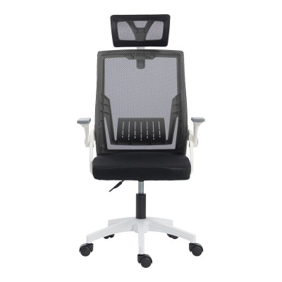 Καρέκλα γραφείου Plymot pakoworld λευκή - mesh μαύρο 48x58x112-122εκ