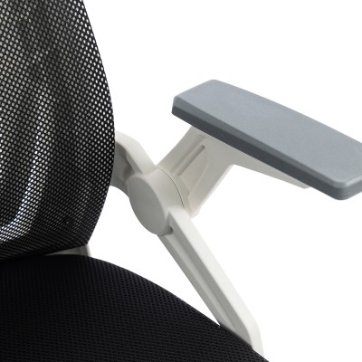 Καρέκλα γραφείου Plymot pakoworld λευκή - mesh μαύρο 48x58x112-122εκ