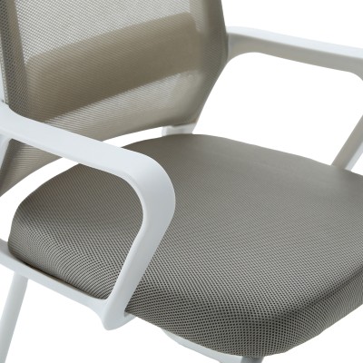 Καρέκλα επισκέπτη Palma pakoworld λευκή- mesh γκρι 46x52x94εκ