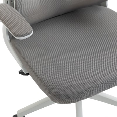 Καρέκλα γραφείου διευθυντή Mainz pakoworld λευκή mesh γκρι 50x60x112-122εκ