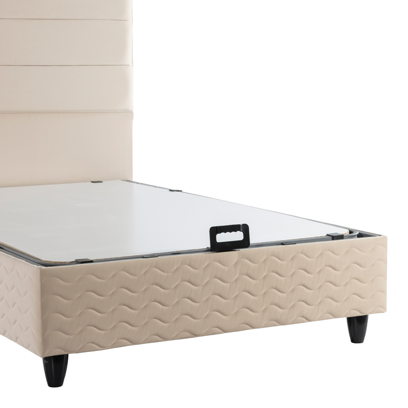 Κρεβάτι ημίδιπλο Linteda pakoworld με αποθηκευτικό χώρο κρεμ βελούδο 120x200εκ