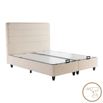 Κρεβάτι διπλό Linteda pakoworld με αποθηκευτικό χώρο κρεμ βελούδο 160x200εκ