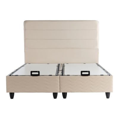 Κρεβάτι διπλό Linteda pakoworld με αποθηκευτικό χώρο κρεμ βελούδο 160x200εκ