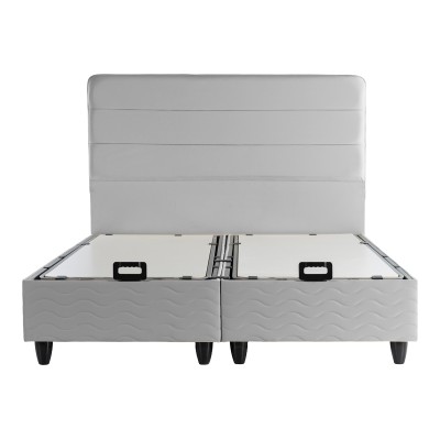 Κρεβάτι διπλό Linteda pakoworld με αποθηκευτικό χώρο γκρι βελούδο 160x200εκ