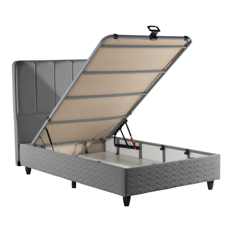 Κρεβάτι μονό Lunda pakoworld με αποθηκευτικό χώρο ανθρακί βελούδο 90x200εκ