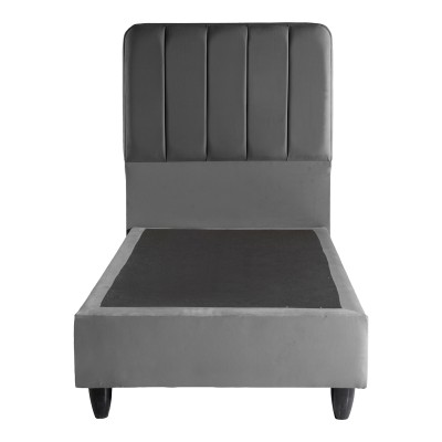 Κρεβάτι μονό Lunda pakoworld ανθρακί βελούδο 90x200εκ