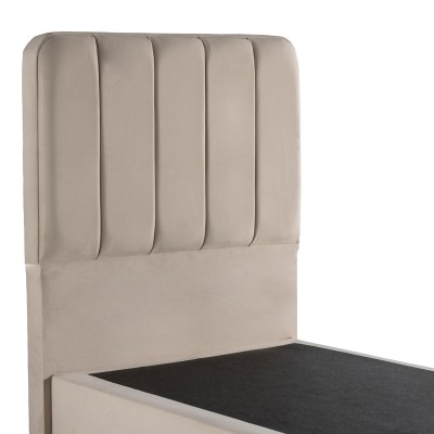 Κρεβάτι μονό Lunda pakoworld κρεμ βελούδο 90x200εκ