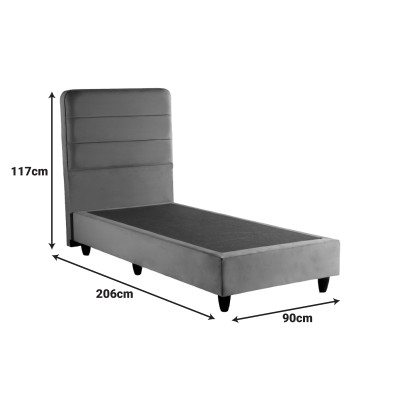 Κρεβάτι μονό Linteda pakoworld κρεμ βελούδο 90x200εκ