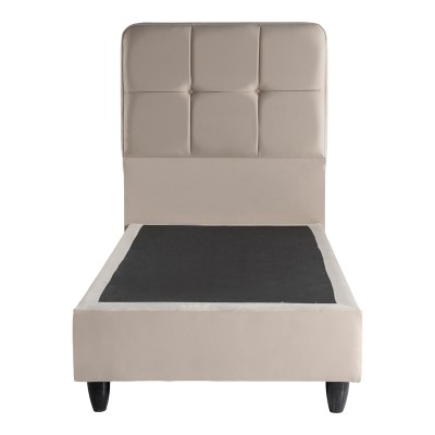 Κρεβάτι μονό Punto pakoworld κρεμ βελούδο 90x200εκ