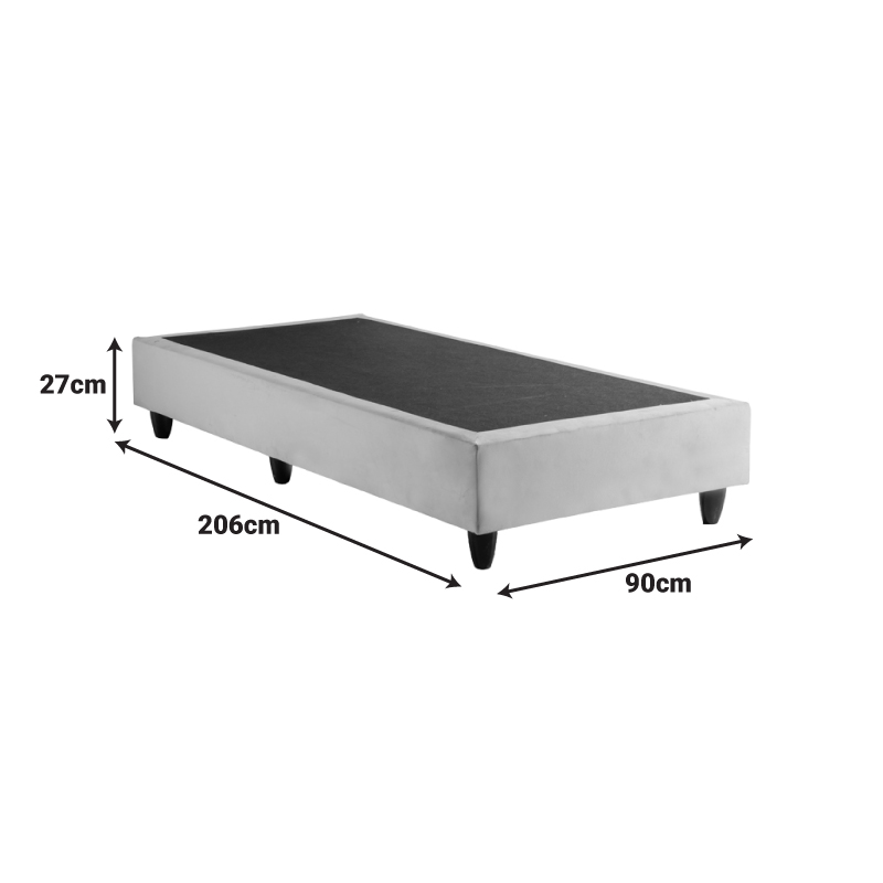 Κρεβάτι Υπόστρωμα μονό Pakda pakoworld ανθρακί βελούδο 90x200εκ