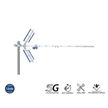 Edision Yagi 12db 5G 21-48 Εξωτερική Κεραία Τηλεόρασης (26-00-0002) Ασημί