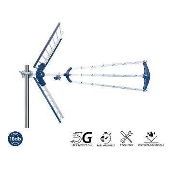 Edision Talos Εξωτερική Κεραία Τηλεόρασης (δεν απαιτεί τροφοδοσία) 18db 5G 21-48 σε Μπλε Χρώμα Σύνδεση με Ομοαξονικό (Coaxial) Κ