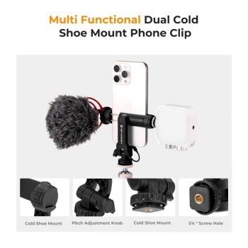 K&F Concept MS12 Phone Clamp With Two Cold Shoe Mount (KF31.084)