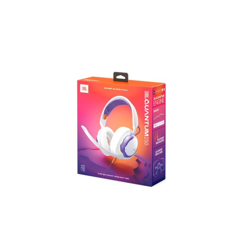 JBL Quantum 250, Over-Ear Wired Gaming Headset, White