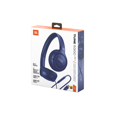 JBL Tune 530C, On-Ear Wired Headphones, Blue