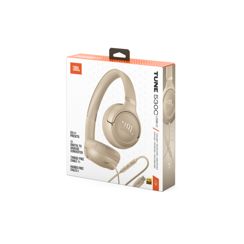 JBL Tune 530C, On-Ear Wired Headphones, Beige