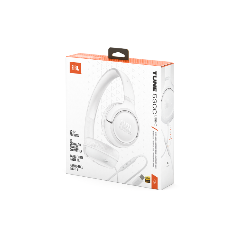 JBL Tune 530C, On-Ear Wired Headphones, White