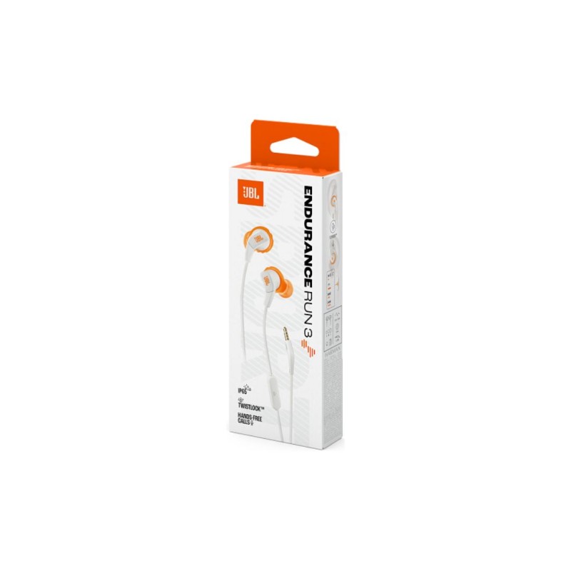 JBL Endurance RUN 3, In-Ear Sport Headphones, White